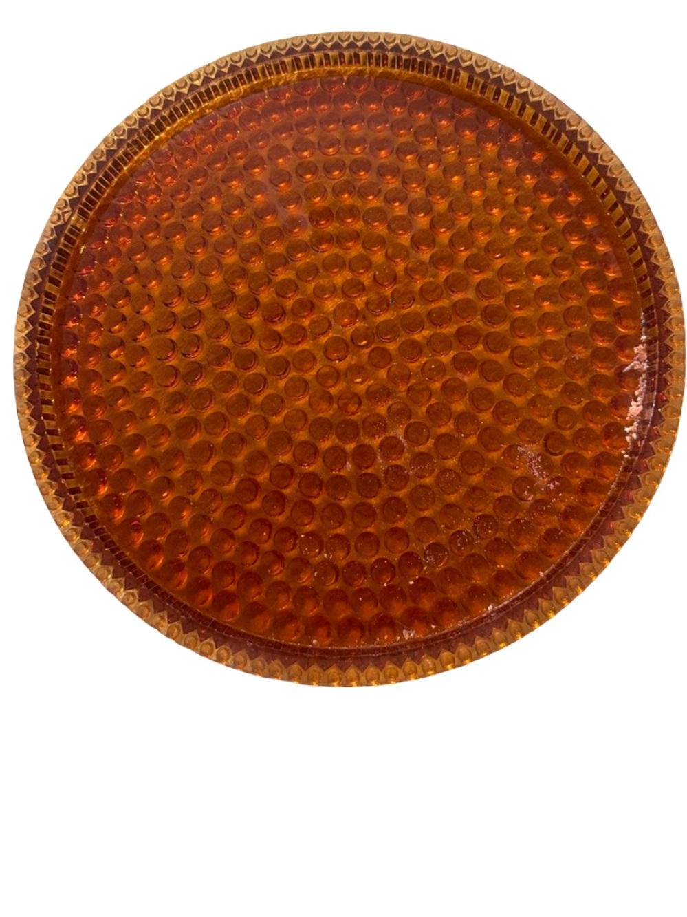 Rare Vintage Amber HobNail Cake Plate